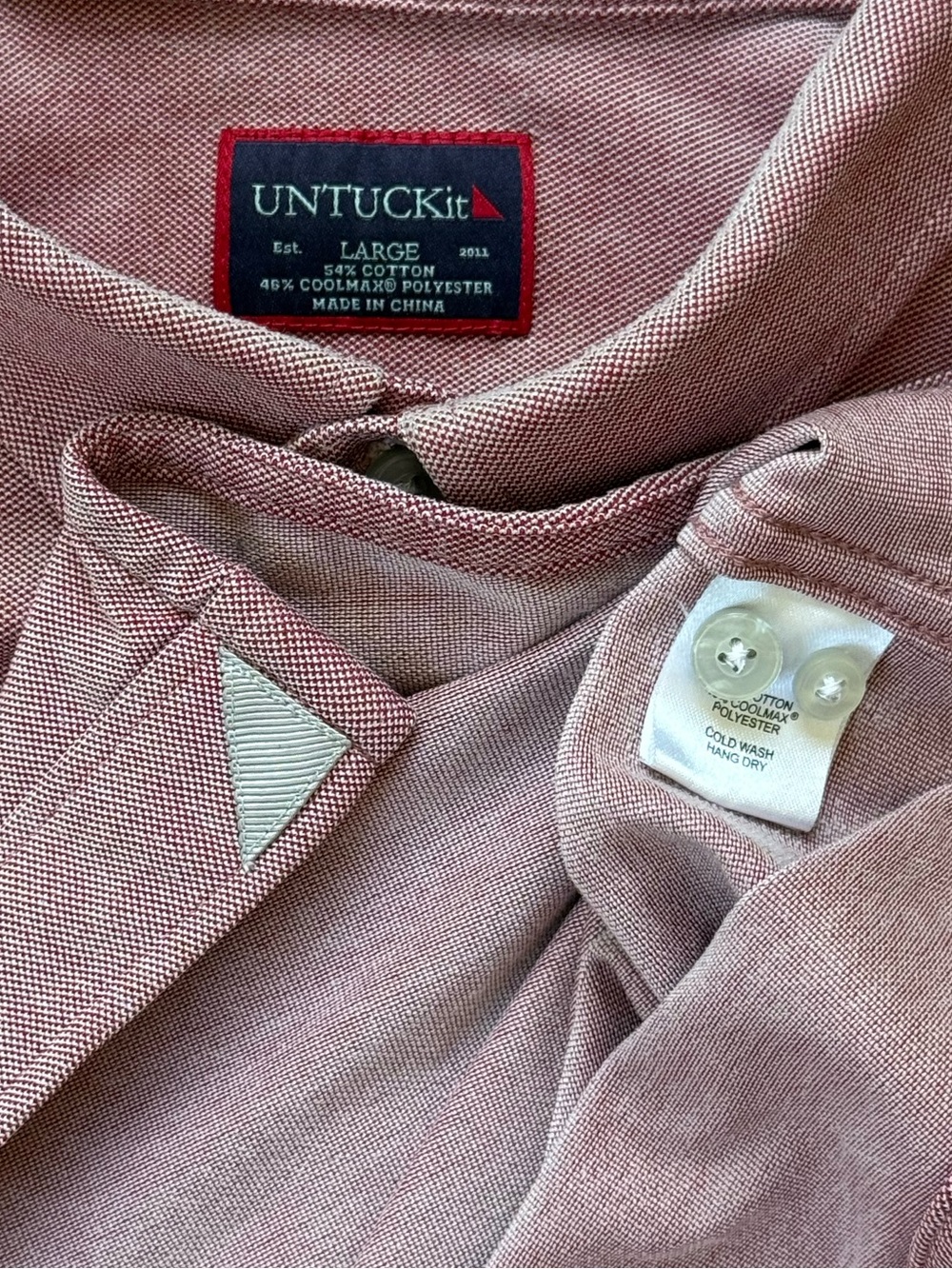 UNTUCKit Men's Pencarrow CoolMax Performance Button-Down Shirt in Rose - Picture 3 of 5